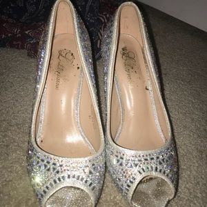 sparkly silver heels